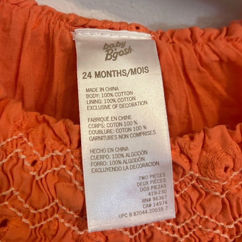 4/$20🌷🧡Baby Oshkosh B’Gosh Light Orange Flutter Sleeve Blouse🧡 2000’s ✨ - Picture 2 of 9